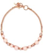 Givenchy Rose Gold-tone Pink Crystal And Imitation Pearl Collar Necklace