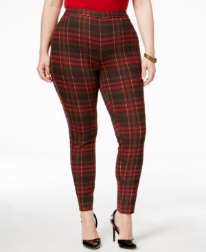 Hue Plus Size Holiday Plaid Original Denim Leggings