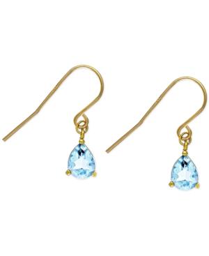 Victoria Townsend Blue Topaz Teardrop Earrings In 18k Gold Over Sterling Silver