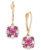 Ruby (1-1/3 Ct. T.w.) & Diamond (1/4 Ct. T.w.) Drop Earrings In 14k Rose Gold