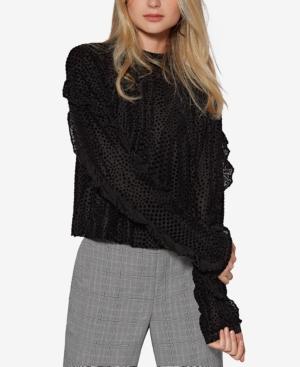 Avec Les Filles Dot-print Ruffled-sleeve Top