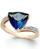 Blue Topaz (4-1/2 Ct. T.w.) And Diamond Accent Ring In 14k Gold