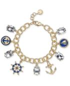 Charter Club Gold-tone Crystal Nautical Charm Bracelet, Created For Macy's