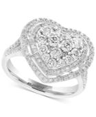 Effy Pave Classica Diamond Heart Ring (1-1/8 Ct. T.w.) In 14k White Gold