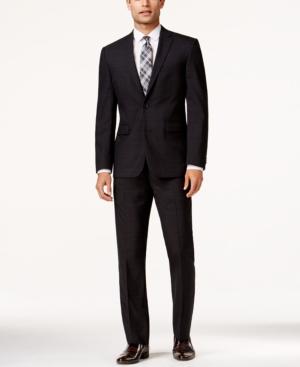 Vince Camuto Charcoal Windowpane Slim-fit Suit