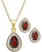 Victoria Townsend Garnet (1-9/10 Ct. T.w.) And Diamond Accent Jewelry Set In 18k Gold Over Sterling Silver