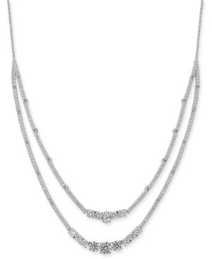 Danori Silver-tone Crystal & Stone Double-layer Necklace, 16 + 1 Extender, Created For Macy's