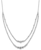 Danori Silver-tone Crystal & Stone Double-layer Necklace, 16 + 1 Extender, Created For Macy's