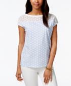 Tommy Hilfiger Lace-trim Tee, Medallion Print