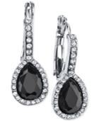 2028 Silver-tone Jet Black Stone And Crystal Drop Earrings, A Macy's Exclusive Style