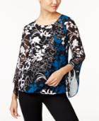 Alfani Petite Printed Blouson Top, Created For Macy's