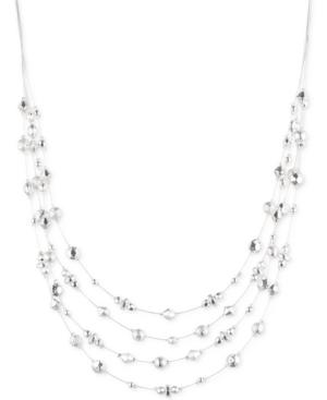 Judith Jack Silver-tone Beaded Multi-row Illusion Necklace