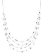 Judith Jack Silver-tone Beaded Multi-row Illusion Necklace