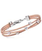 Charriol Women's Malia White Topaz-accent Two-tone Pvd Stainless Steel Cable Bangle Bracelet 04-221-1220-2