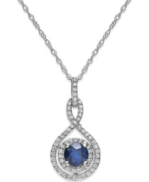 Sapphire (1/2 Ct. T.w.) And Diamond (1/4 Ct. T.w.) 18 Necklace In 14k White Gold (also In Emerald)