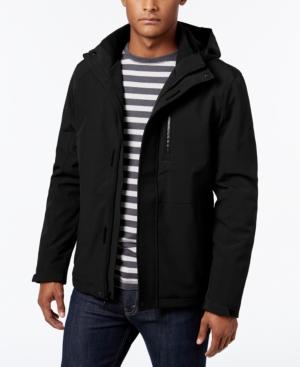 Calvin Klein Men's Softshell Hooded Jacket With Faux Fur Lining
