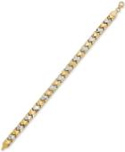 Two-tone Crossbar Link Bracelet In 10k Gold & Rhodium-plate