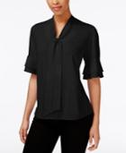 Ny Collection Elbow-sleeve Tie-front Blouse