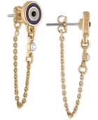 Rachel Rachel Roy Gold-tone Crystal Stud & Chain Front-and-back Earrings