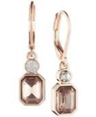 Anne Klein Rose Gold-tone Clear & Pink Crystal Drop Earrings