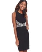 Blondie Nites Juniors' Embellished Contrast Illusion Sheath Dress