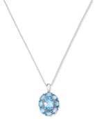 Blue Topaz Flower Pendant Necklace (5 Ct. T.w.) In Sterling Silver