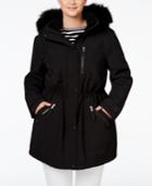 Calvin Klein Plus Size Hooded Faux-fur-trim Water-resistant Anorak