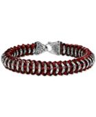Scott Kay Men's Red Leather Woven Link Bracelet In Sterling Silver