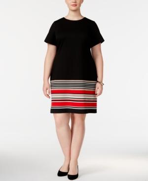 Calvin Klein Plus Size Striped Shift Dress