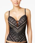 Bleu By Rod Beattie Sneak Peak Crochet Plunge Push-up Tankini Top Women's Swimsuit