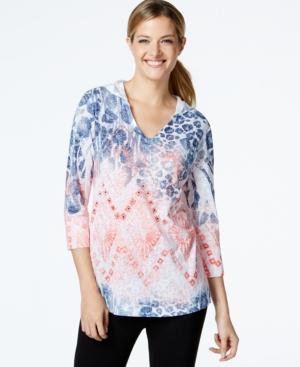 Style & Co. Sport Embellished Printed Hoodie, Only At Macy's