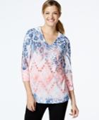Style & Co. Sport Embellished Printed Hoodie, Only At Macy's