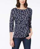 Charter Club Cotton Bird-print Top, Created For Macy's