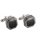 Geoffrey Beene Antique Rhodium Black Octagon Cufflinks