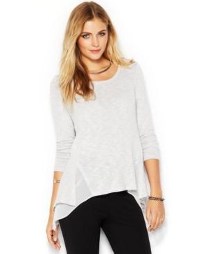 Bar Iii Long-sleeve Layered-look Mixed-media Top