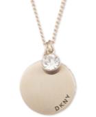 Dkny Gold-tone Disc & Crystal Pendant Necklace, 16 + 3, Created For Macy's