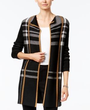 Charter Club Petite Plaid Open-front Cardigan, Only At Macy's
