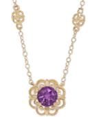 Amethyst (3/4 Ct. T.w.) And Diamond Accent Filigree Pendant Necklace In 14k Gold
