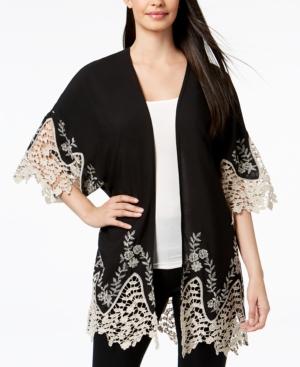 Cejon Lace-trim Kimono Poncho