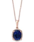 Royal Bleu By Effy Sapphire (2-7/8 Ct. T.w.) And Diamond (1/8 Ct. T.w.) Pendant Necklace In 14k Rose Gold