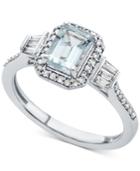 Aquamarine (1 Ct. T.w.) & Diamond (1/3 Ct. T.w.) Ring In 14k White Gold