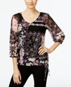 Inc International Concepts Printed Tie-hem Top, Created For Macy's
