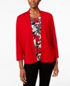 Alfred Dunner Floral-inset Layered-look Sweater