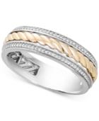 Men's Diamond Two-tone Band (1/4 Ct. T.w.) In Sterling Silver & 10k Gold