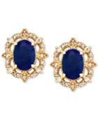 Sapphire (1-1/3 Ct. T.w.) & Diamond (1/8 Ct. T.w.) Stud Earrings In 14k Gold
