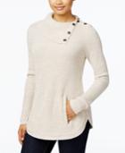 Style & Co. Petite Marled Envelope-neck Sweater, Only At Macy's
