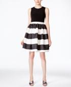 Calvin Klein Textured Stripe Sleeveless Fit-and-flare Dress