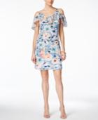 Msk Floral-print Cold-shoulder Dress