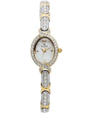 Bulova Women's Crystal Two-tone Bangle Bracelet Watch 17mm 98l005