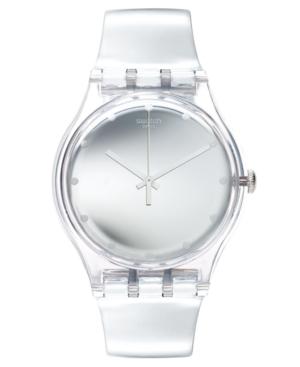 Swatch Unisex Swiss Shiny Moon Silver-tone Strap Watch 41mm Suok121